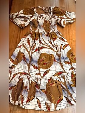 Kemi Telford Square Neck Smocked Dress Dutch Wax Size Large Read Description